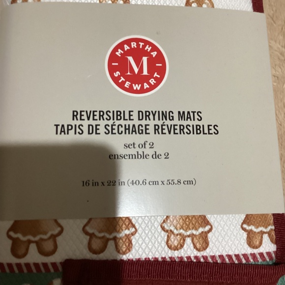 New Martha Stewart Reversible Dish Drying Mats - gingerbread and candy canes-2 p - Picture 2 of 7